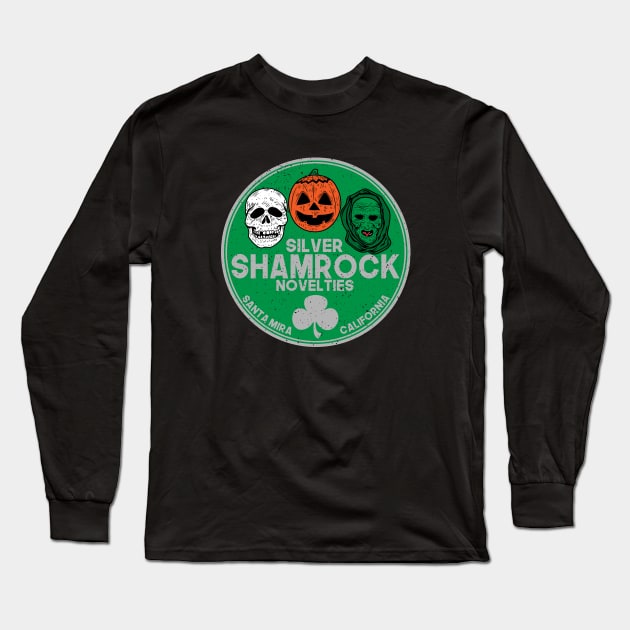 Silver Shamrock Masks Long Sleeve T-Shirt by SuperEdu